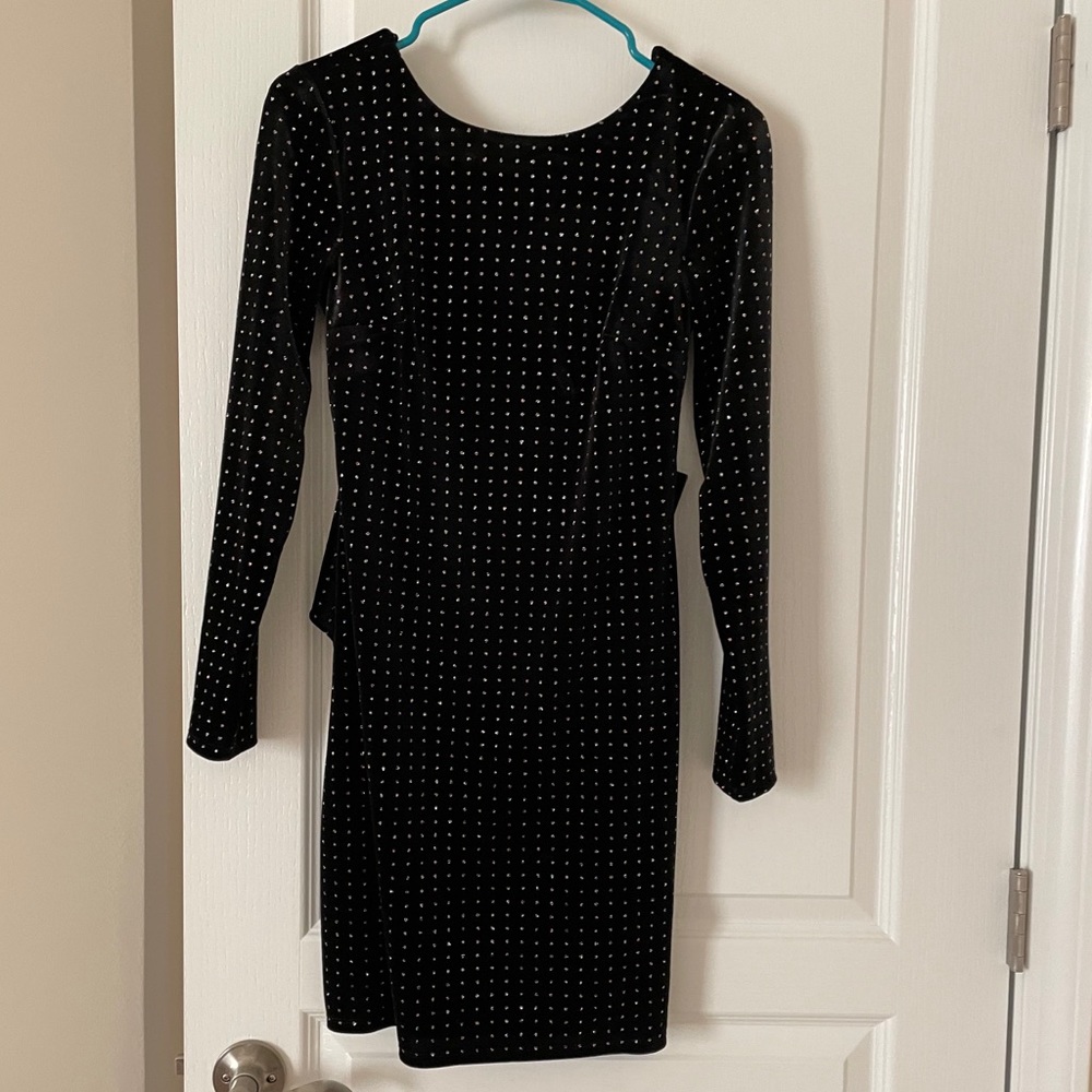 Express Black Velvet Rhinestone Dress